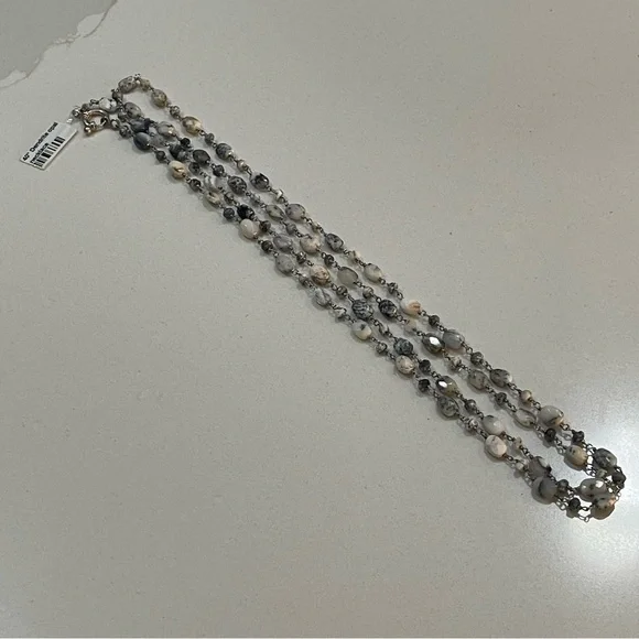NWT One of A Kind Dentrite Opal beaded 40”Necklace.